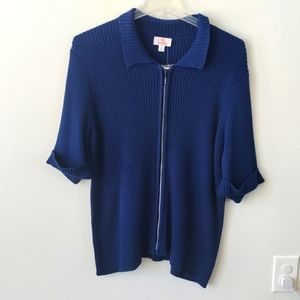 Quacker Factory Novelty zip up Color Navy Size 2X